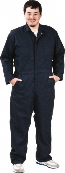 Coveralls: Size 46 Regular, Cotton & Polyester - Navy Blue, Zipper Closure, 7 Pocket