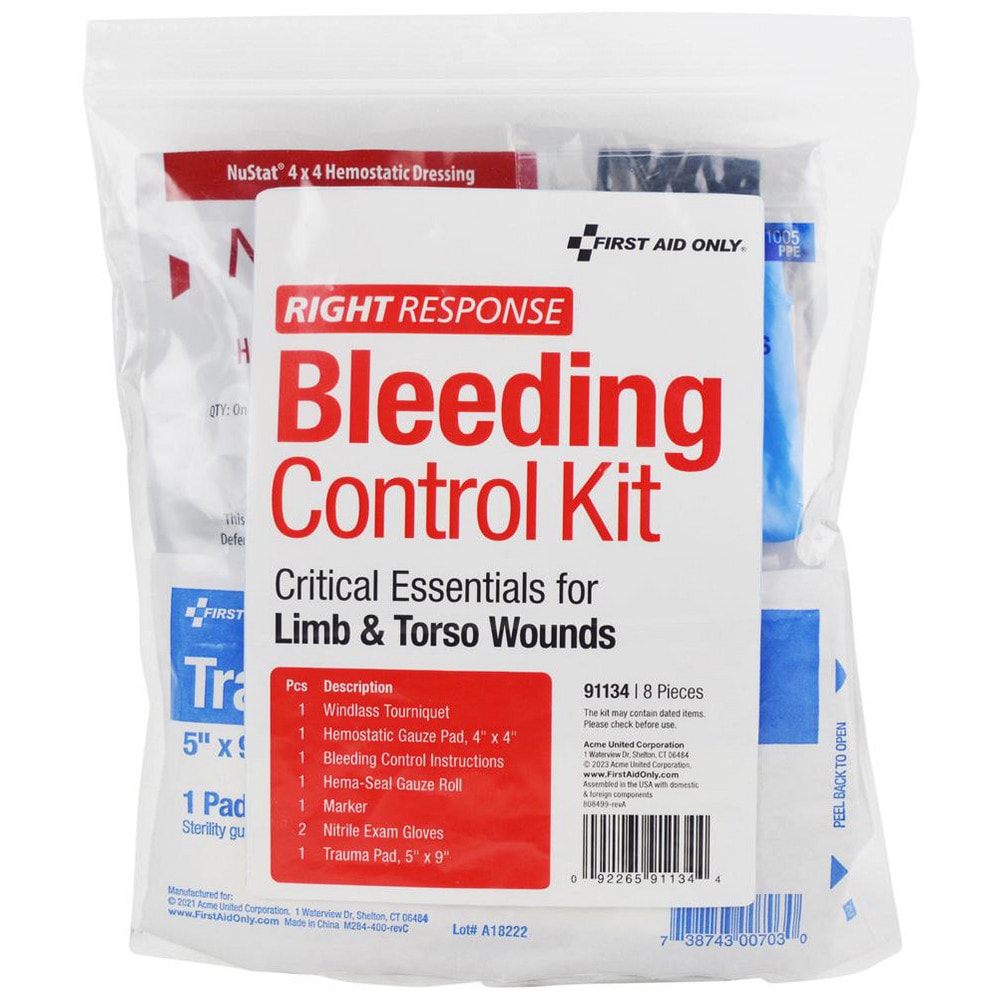 Emergency Prep Kits; Kit Type: Bleeding Control ; Container Type: Bag ; Container Material: Plastic ; Color: Clear ; Overall Length: 2.00in ; Overall Height: 9in