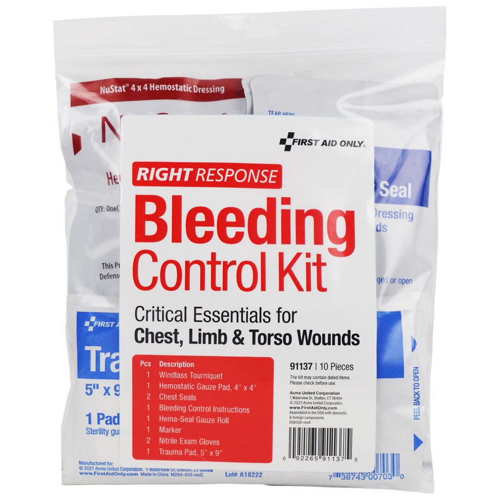 Emergency Prep Kits; Kit Type: Bleeding Control ; Container Type: Bag ; Container Material: Plastic ; Color: Clear ; Overall Length: 2.00in ; Overall Height: 9in