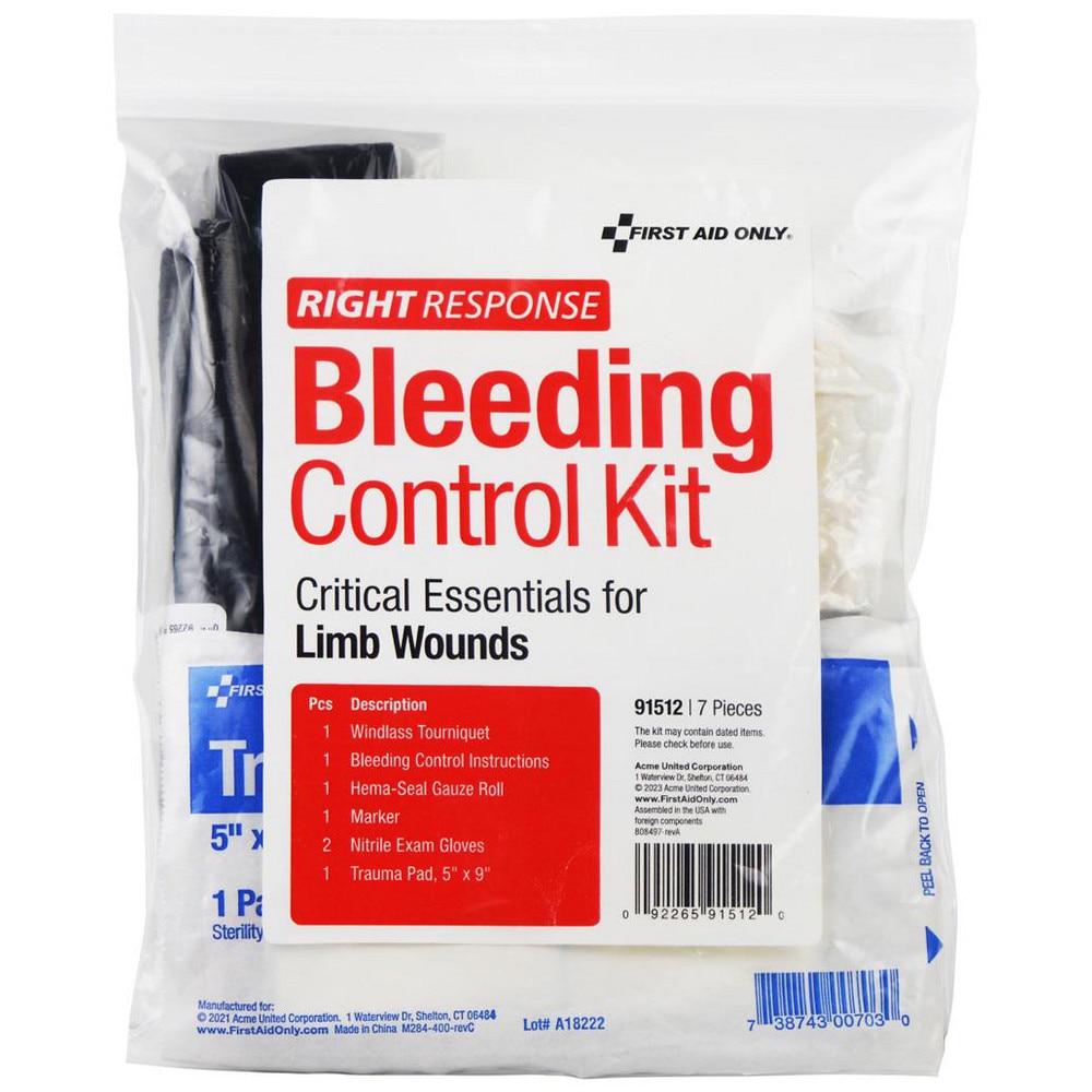 Emergency Prep Kits; Kit Type: Bleeding Control ; Container Type: Bag ; Container Material: Plastic ; Color: Clear ; Overall Length: 2.00in ; Overall Height: 9in