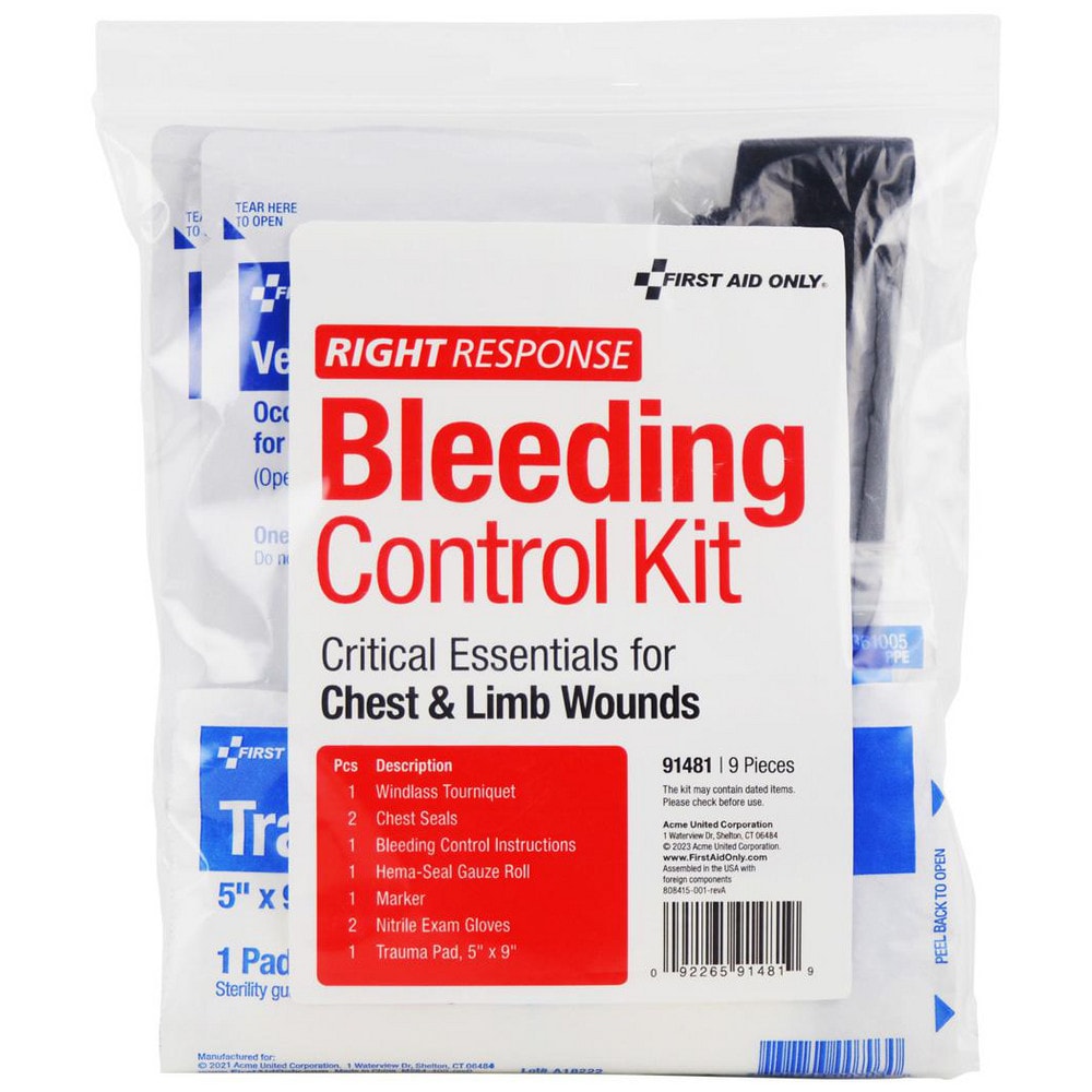 Emergency Prep Kits; Kit Type: Bleeding Control ; Container Type: Bag ; Container Material: Plastic ; Color: Clear ; Overall Length: 2.00in ; Overall Height: 9in