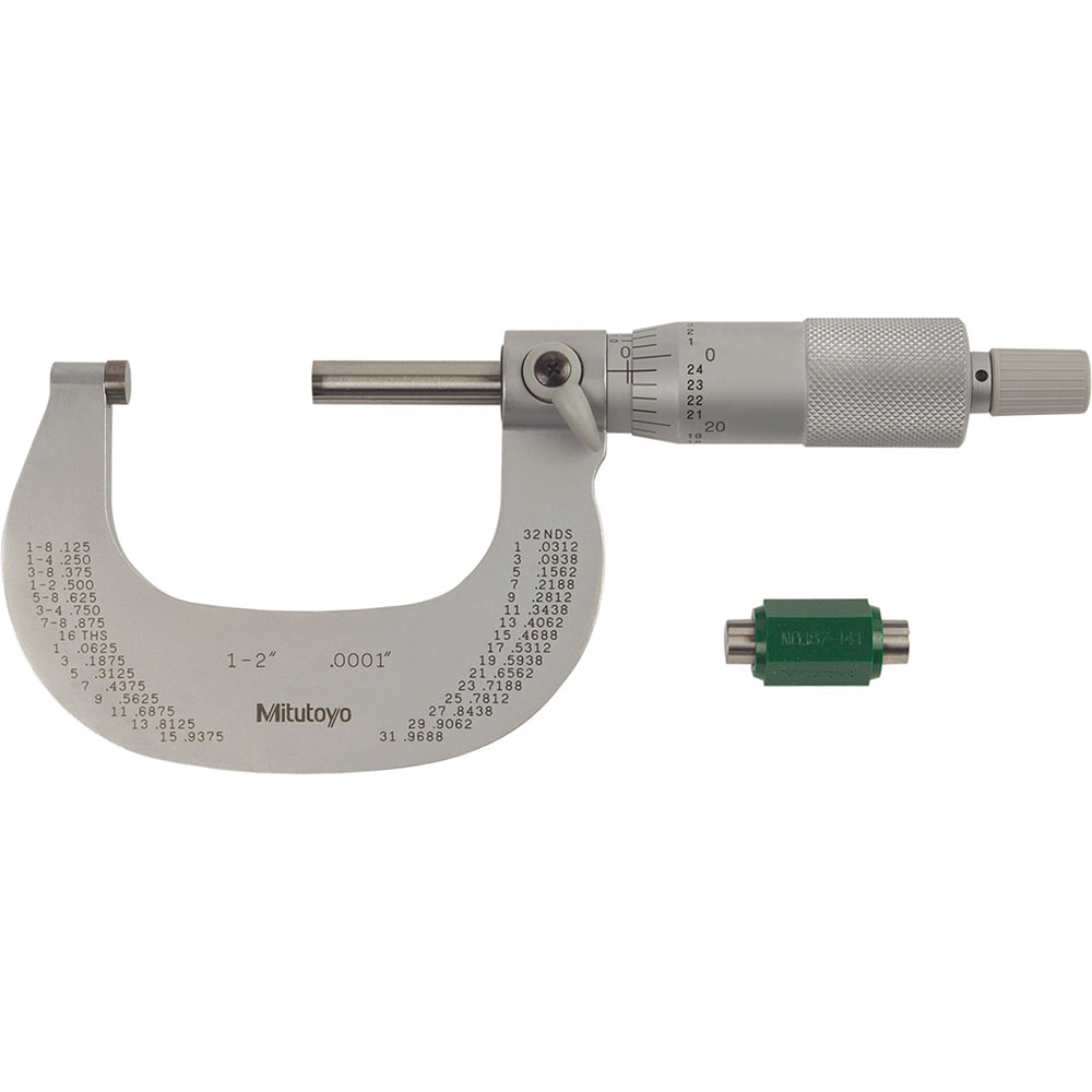 Mechanical Outside Micrometer: 1 to 2", 0.0001" Graduation