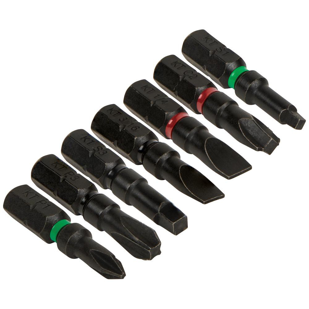 Klein Tools Power Screwdriver Bit Set Phillips/Slotted, Square & Bit Set: 7 Pc, 1/4" Drive | Part #32796