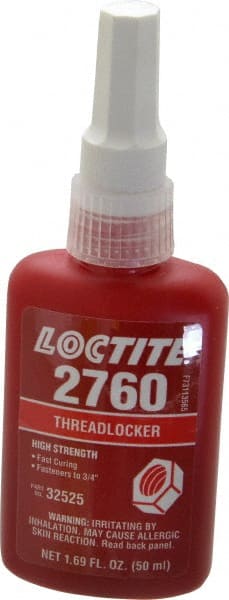 LOCTITE 303440 Threadlocker: Red, Liquid, 50 mL, Bottle 