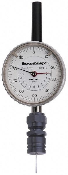 0 to 1 Inch Range, White Dial Depth Gage