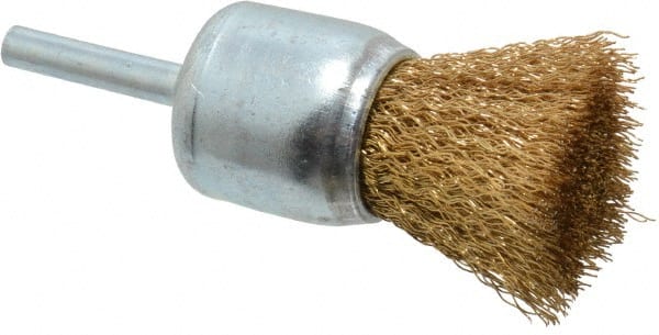 3” Crimped Wire Cup Brush with 1/4” Hex Shank (Brass Coated)