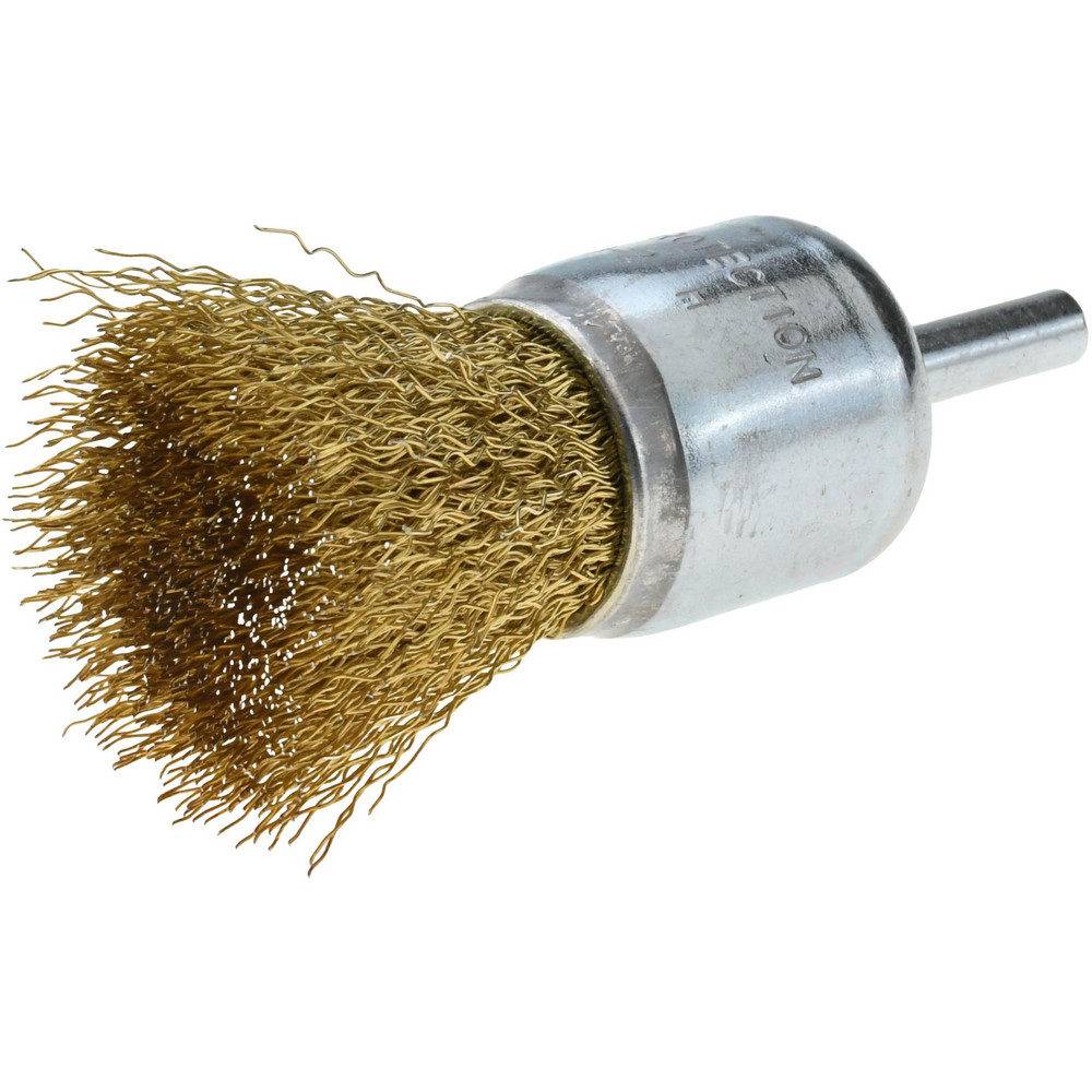 End Brushes: 1-1/4" Dia, Brass-Coated Steel, Crimped Wire