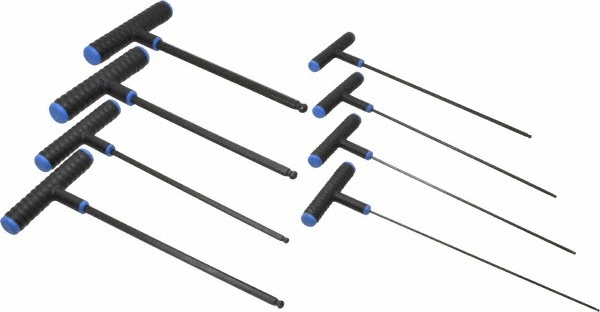 8 Piece T-Handle Hex Key Set - Hex Range 2 to 10mm, 10-1/2" OAL, Steel