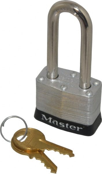 Master Lock 3KALHBLK-3784 Lockout Padlock: Keyed Alike, Laminated Steel, 2" High, Steel Shackle, Black 