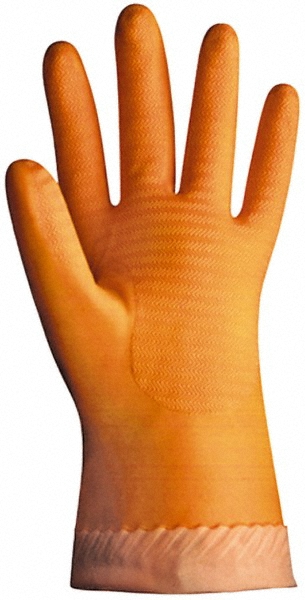 Chemical Resistant Gloves: SHOWA® Size Large, 18.0000 mil, Latex, Unsupported - Orange, 12" OAL, Bisque Grip, Pair, }