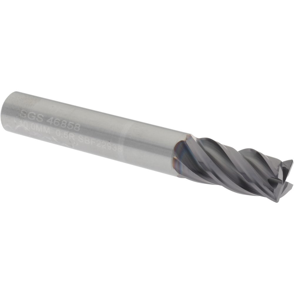 SGS 46858 Corner Radius End Mill: 0.3937" Dia, 0.866" LOC, 0.0197" Radius, 4 Flutes, Solid Carbide Image