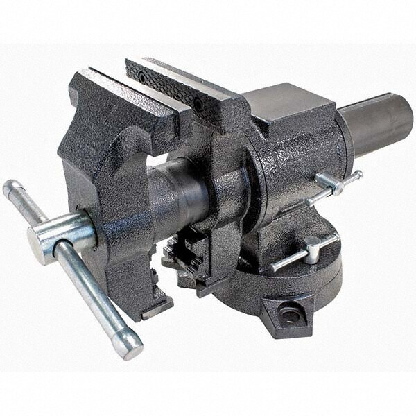 Bench & Pipe Combination Vise: 5" Jaw Width, 5" Jaw Opening, 2-1/2" Throat Depth