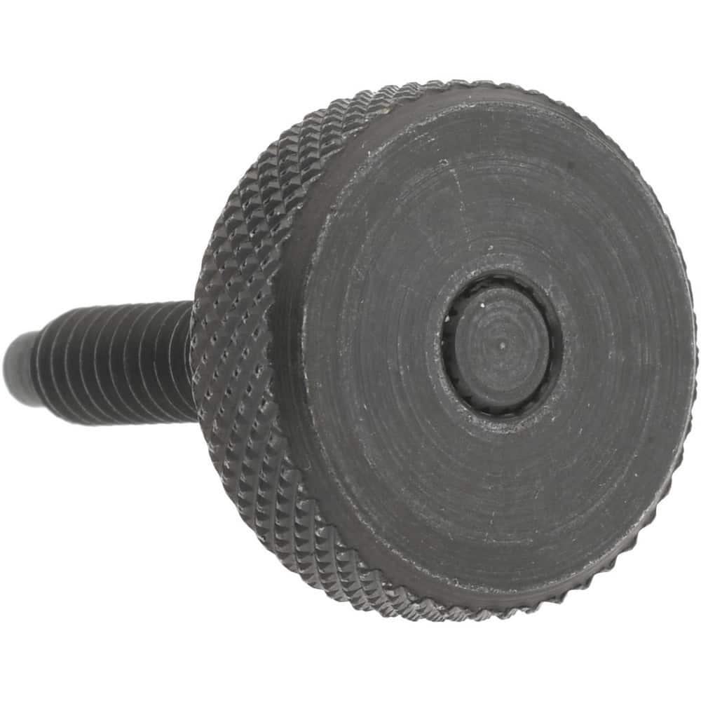 Black Oxide Finish Knurled Head Steel Thumb Screw #8-32 UNC Threads Pack of 5 3/8 Length Flat Point Fully Threaded Made in US 