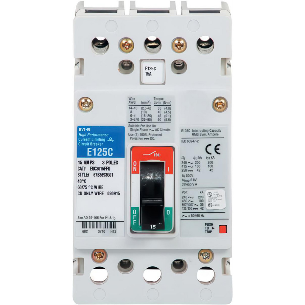 Eaton Cutler-Hammer EG 3P 25A 600Y FX T/M MOLDED CS CIRCUIT BREAKER | Part #EGE3025FFG