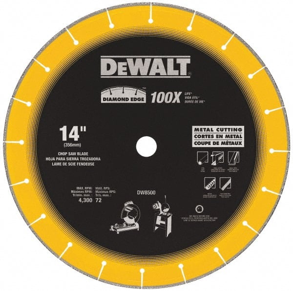 Dewalt DW8500 Wet & Dry Cut Saw Blade: 14" Dia, 1" Arbor Hole, 20 Teeth 