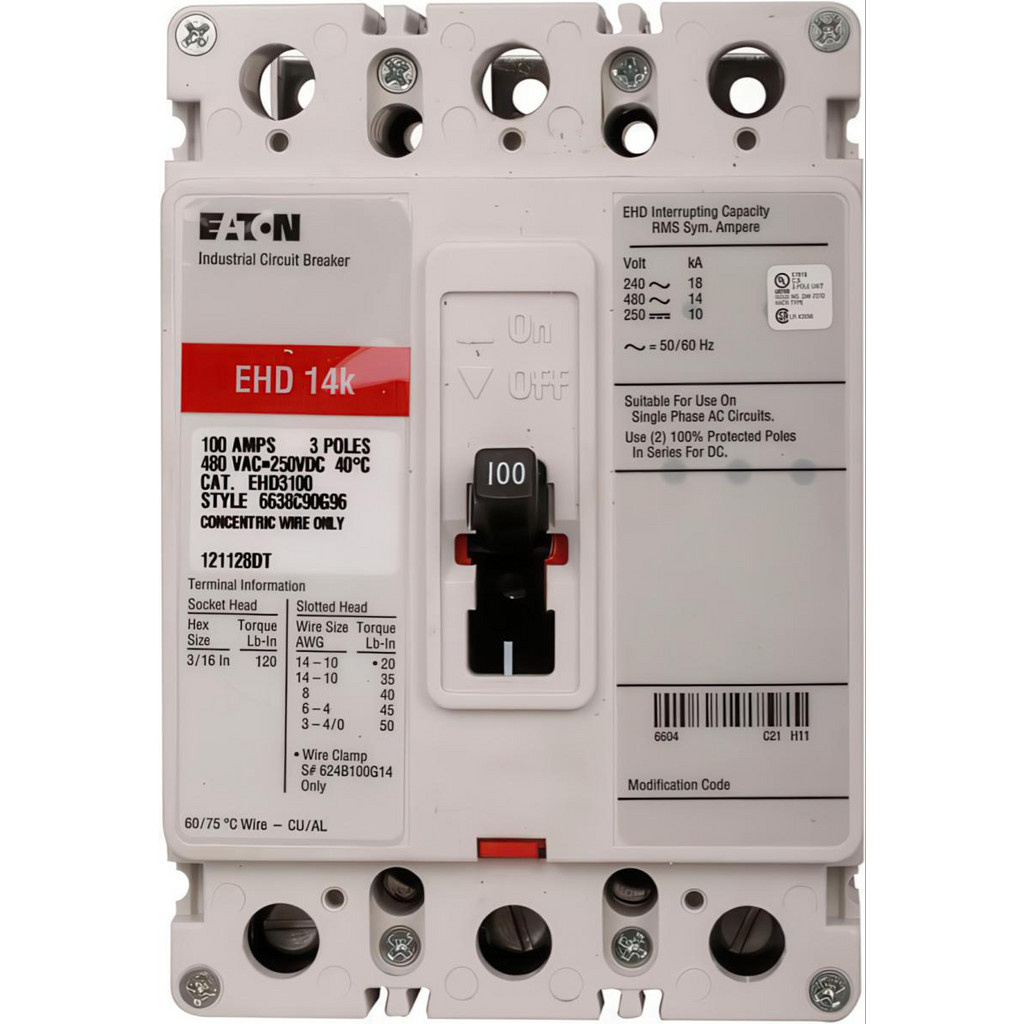 Eaton Cutler-Hammer EHD 3P 90A FXD TH/MAG MOLDED CS CIRCUIT BREAKER | Part #EHD3090