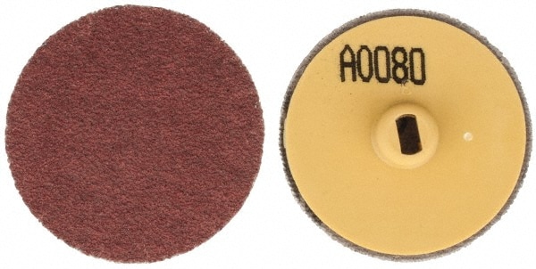 Quick-Change Disc: Quick Lock, 1-1/2" Disc Dia, 80 Grit, Aluminum Oxide, Coated