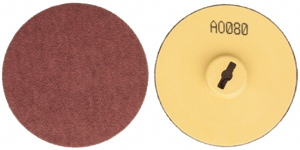 Quick-Change Disc: Twist, 3" Disc Dia, 80 Grit, Aluminum Oxide, Coated