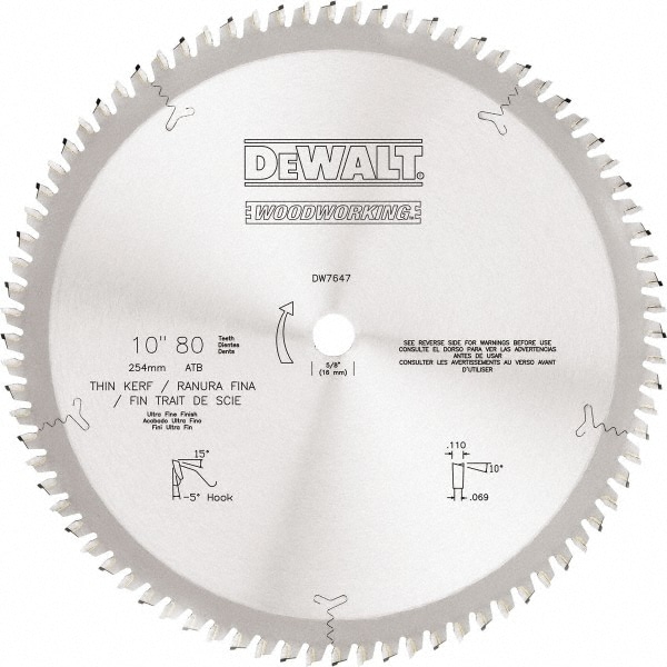 Dewalt DW7647 Wet & Dry Cut Saw Blade: 10" Dia, 5/8" Arbor Hole, 0.118" Kerf Width, 80 Teeth Image