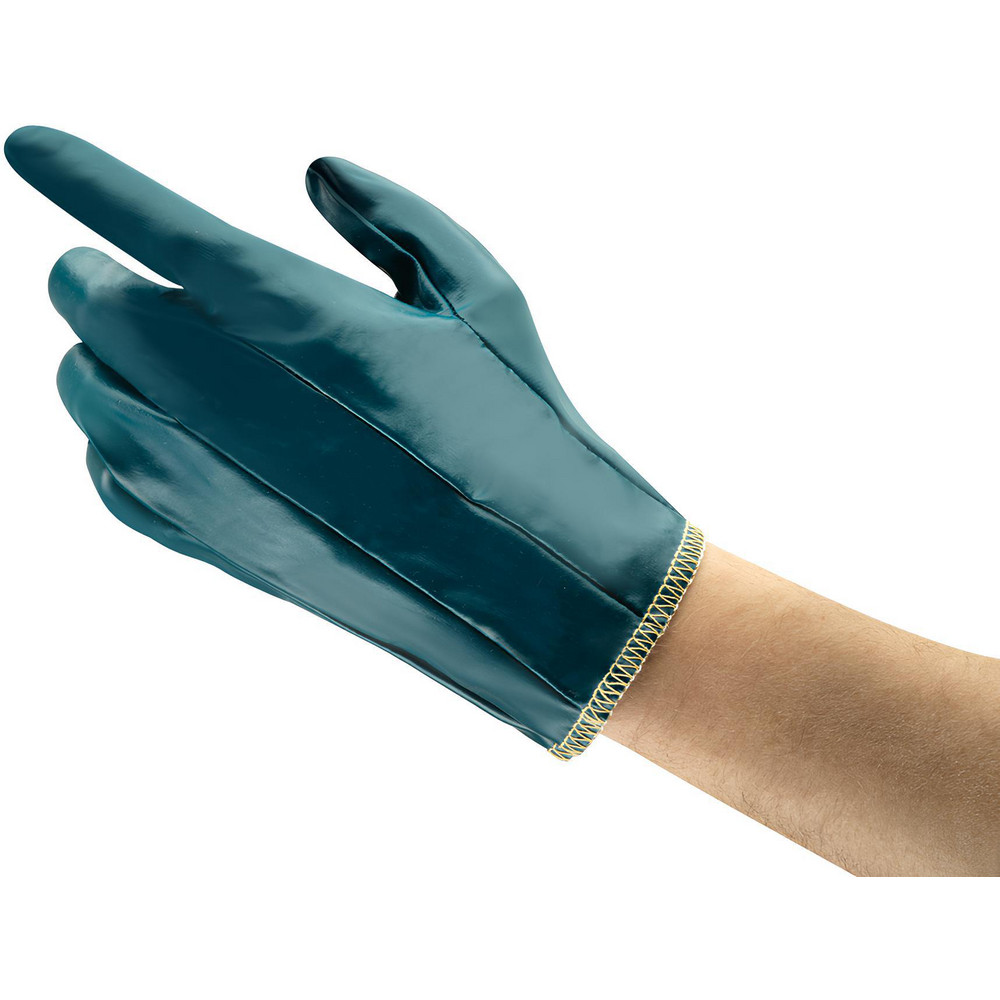 Work Gloves: Hynit® 32-105, Size X-Large, Nitrile-Coated Cotton & Interlock Knit, General Purpose - Blue, 9-1/4" OAL, Interlock Lined, Smooth Grip, Pair, High Visibility   Static Dissipative