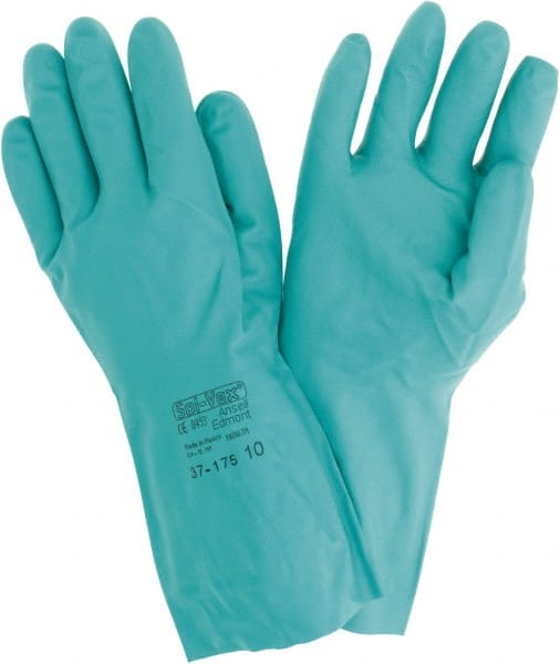 Reusable Green Nitrile Chemical Safety Gloves 