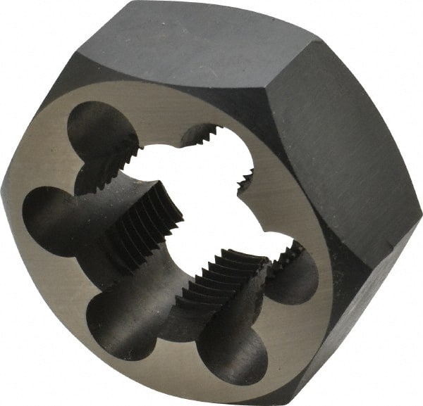 Cle-Line C65629 Hex Rethreading Die: 1-1/4 - 12 Thread, 1" Thick, Right Hand, Carbon Steel 