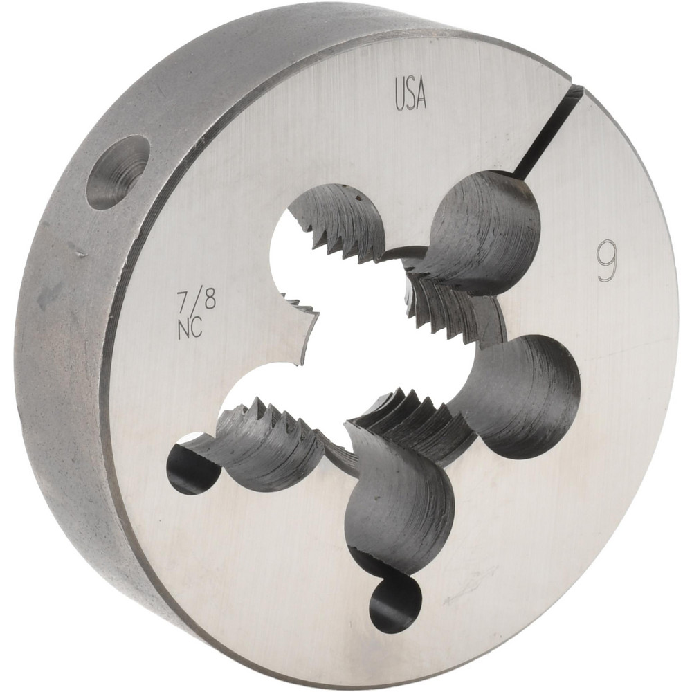Round Die: 7/8-9, 2-1/2" OD, Carbon Steel - Adjustable, Right Hand Thread, Series 0610