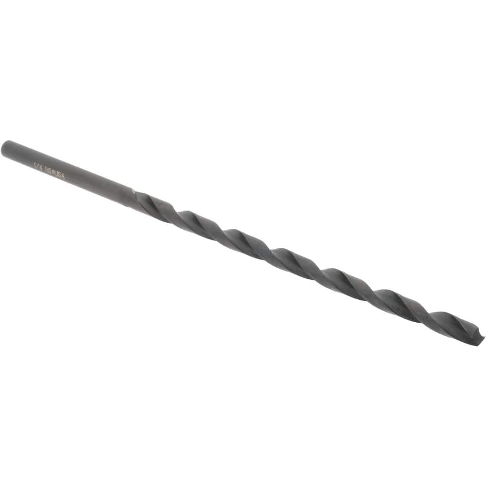 Extra Length Drill Bit: 0.25" Dia, 118 °, High Speed Steel