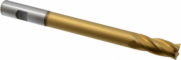 Hertel 21239 Square End Mill: 5/8 Dia, 1-1/2 LOC, 5/8 Shank Dia, 7-1/8 OAL, 4 Flutes, High Speed Steel Image