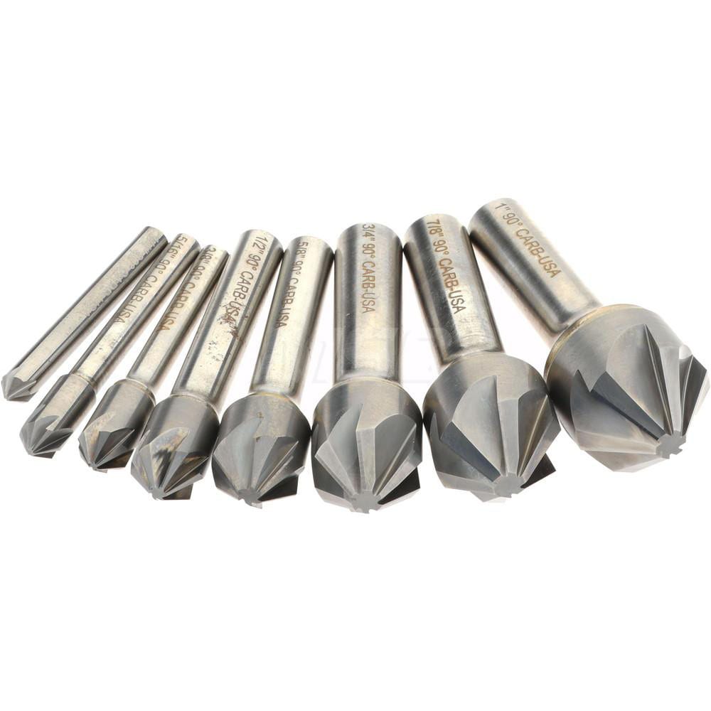 Hertel 336-120090 Countersink Set: 8 Pc, 1/4 to 1" Head Dia, 6 Flute, 90 ° Included Angle Image