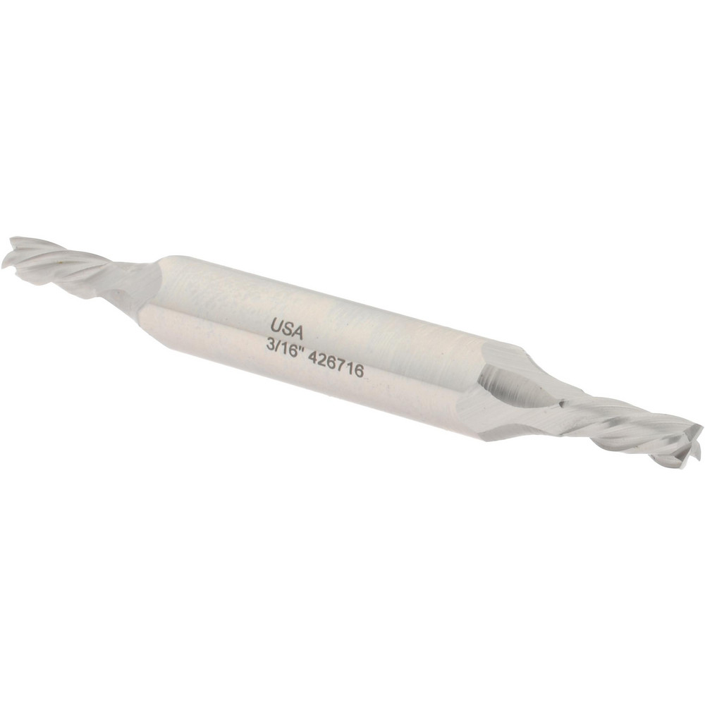 Hertel 12772 Square End Mill: 3/16 Dia, 1/2 LOC, 3/8 Shank Dia, 3-1/4 OAL, 4 Flutes, Cobalt Image