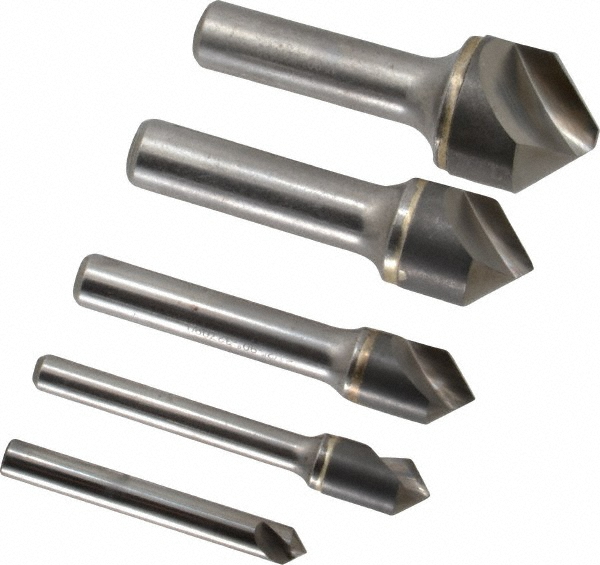 Hertel 5 Piece, 1/4 to 1" Head Diam, 90° Included Angle, Countersink Set 89340996 MSC