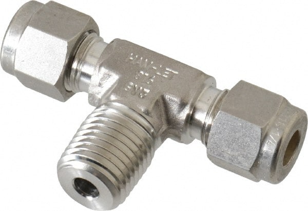 Ham-Let 3002356 Compression Tube Male Branch Tee: 1/4" Thread, Compression x Compression x MNPT 