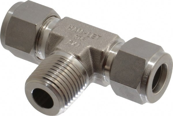 Ham-Let 3002366 Compression Tube Male Branch Tee: 1/2" Thread, Compression x Compression x MNPT 