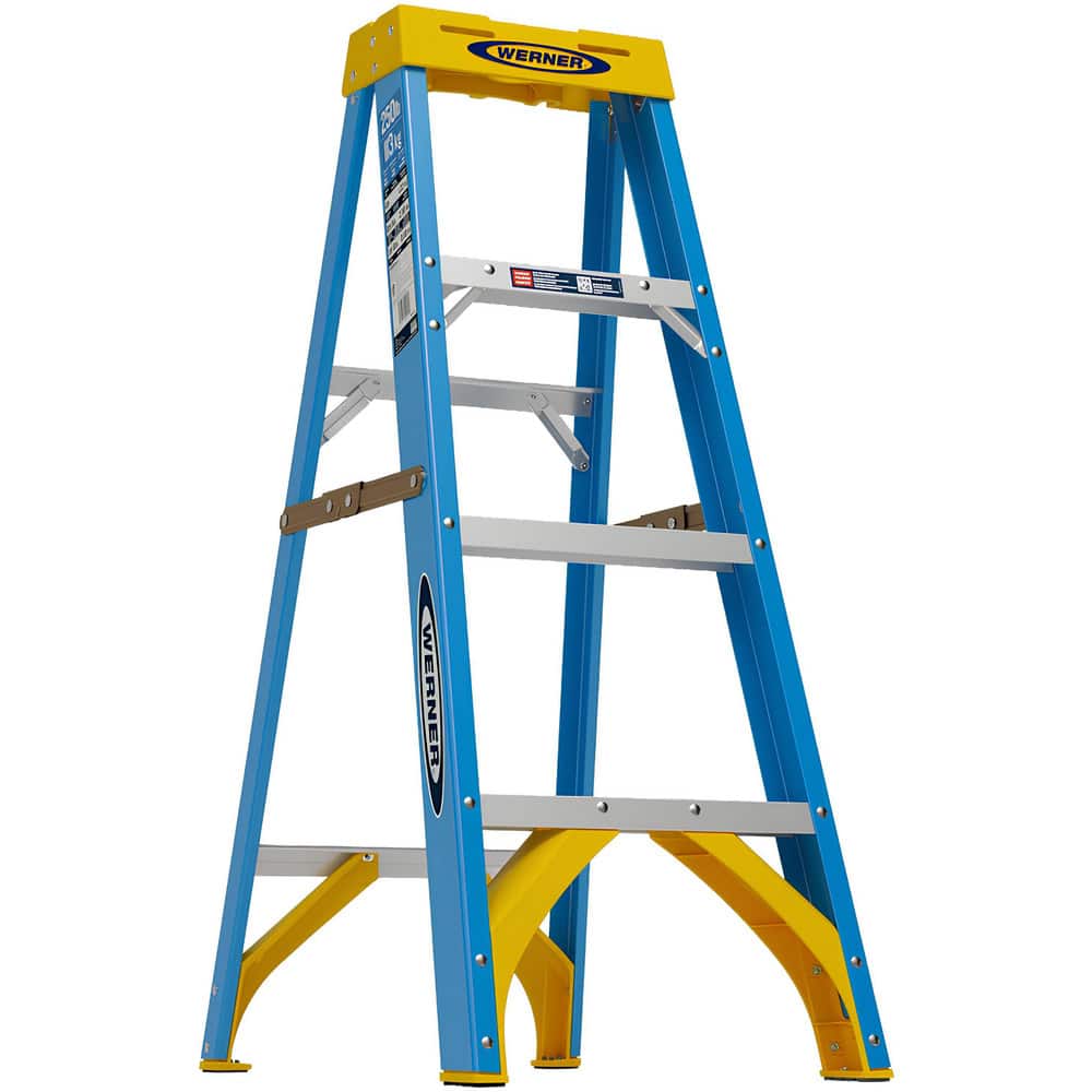 3-Step Fiberglass Step Ladder: Type I, 250 lb Capacity, 4' High