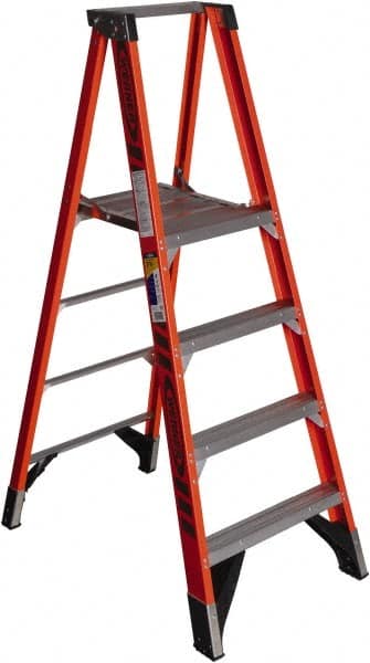 4-Step Fiberglass Ladder Platform: 375 lb Capacity, 15" Wide, 14.6" Deep