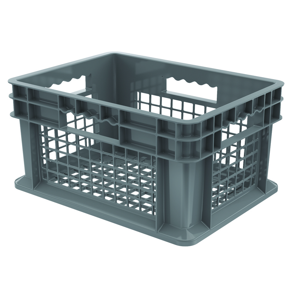 Polyethylene Storage Tote: 30 lb Capacity - Gray, Stacking