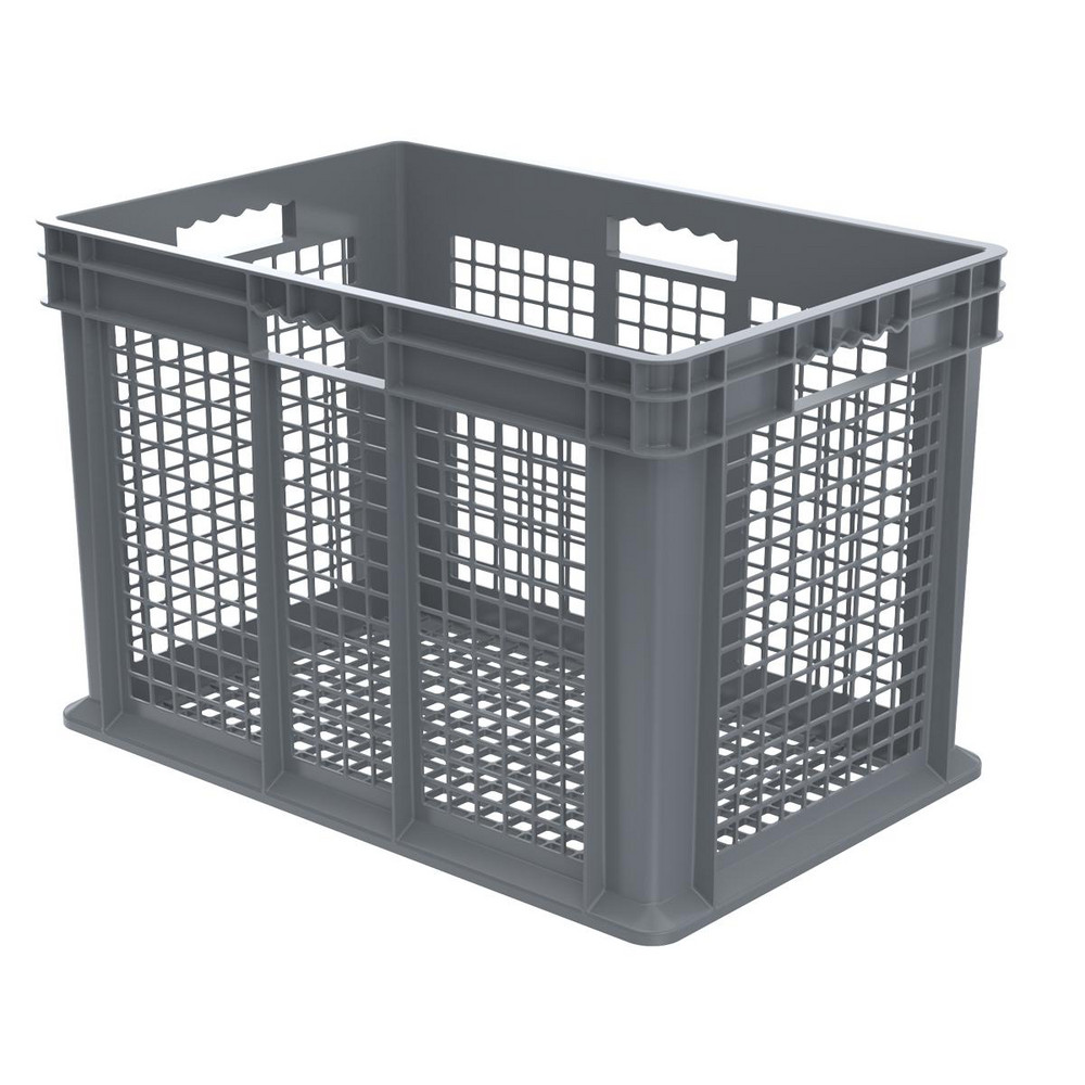 Polyethylene Storage Tote: 45 lb Capacity - Gray, Stacking