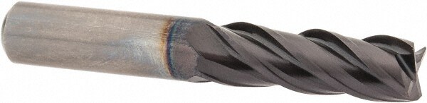 Square End Mill: 3/8'' Dia, 1'' LOC, 3/8'' Shank Dia, 2-1/2'' OAL, 4 Flutes, Solid Carbide