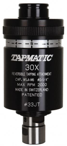 Tapmatic 10333 Model 30X, No. 0 Min Tap Capacity, 1/4 Inch Max Mild Steel Tap Capacity, JT33 Mount Tapping Head 