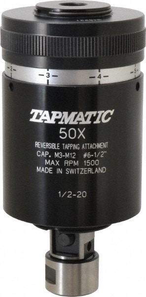 Tapmatic 10550 Model 50X, No. 6 Min Tap Capacity, 1/2 Inch Max Mild Steel Tap Capacity, 1/2-20 Mount Tapping Head 