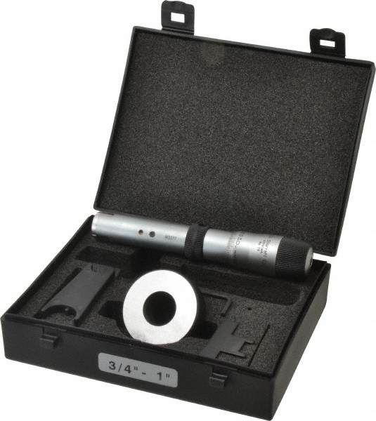 Starrett 3/4 to 1", 2-5/8" Gage Depth, Mechanical Inside Hole Micrometer - 0.0003" Graduation, 0.00015" Accuracy, Ratchet Stop Thimble | Part #68134