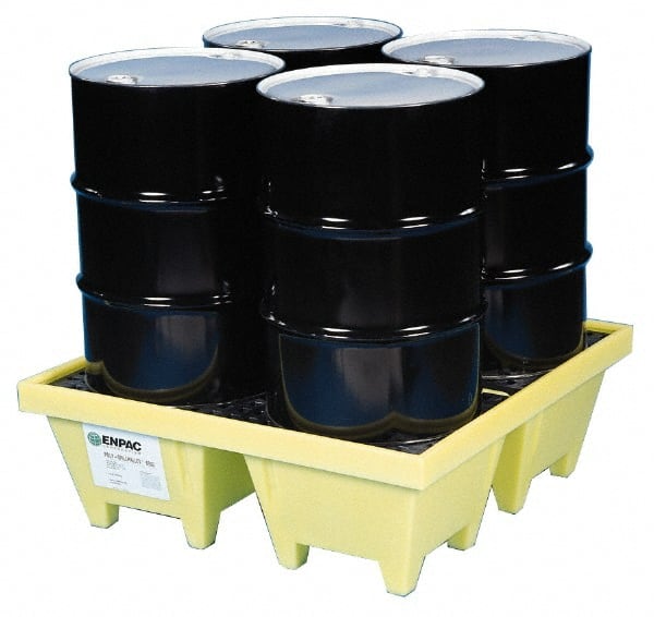 Enpac 5001-YE Spill Pallet: 4 Drum, 83 gal, 6,000 lb, Plastic 
