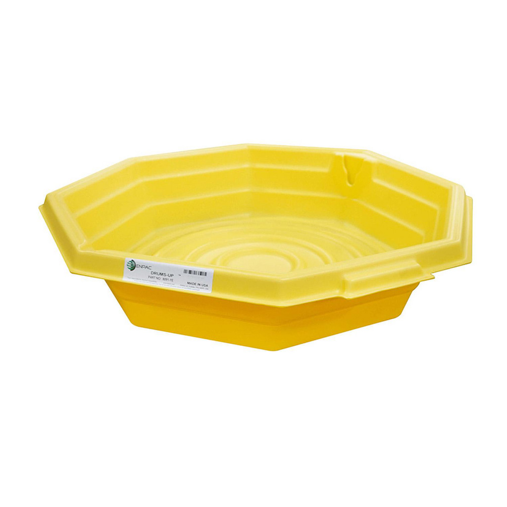Enpac | Drums-Up™ 19.5 Gal Sump, 400 Lb Capacity, 1 Drum, Plastic Drum Tray - 7-1/4" High | Part #8091-YE