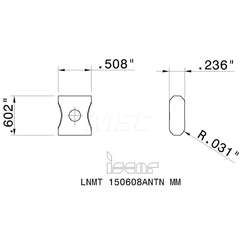 Iscar - Milling Insert: LNMT 150608ANTN MM IC928, Solid Carbide