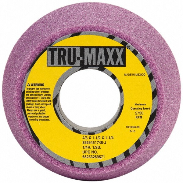 Tru-Maxx 66253269571 Tool & Cutting Grinding Wheel: 4" Dia, 46 Grit, J Hardness, Type 11 Image