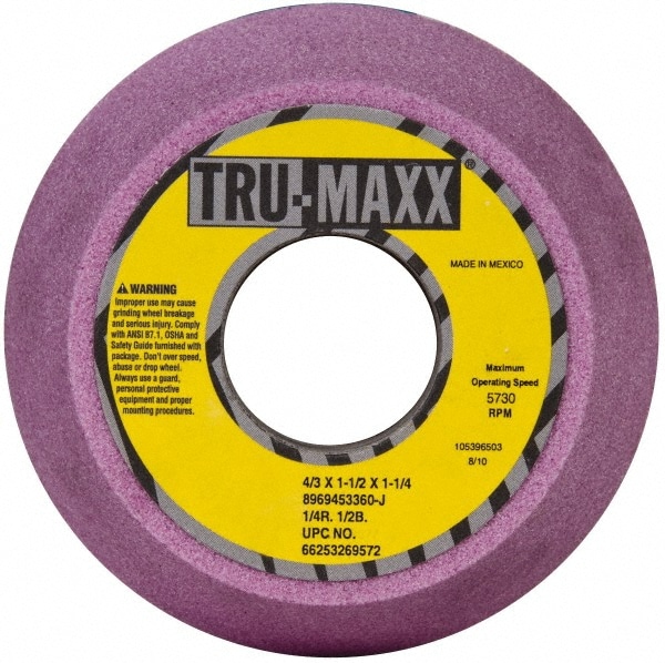 Tru-Maxx 66253269572 Tool & Cutting Grinding Wheel: 4" Dia, 60 Grit, J Hardness, Type 11 Image