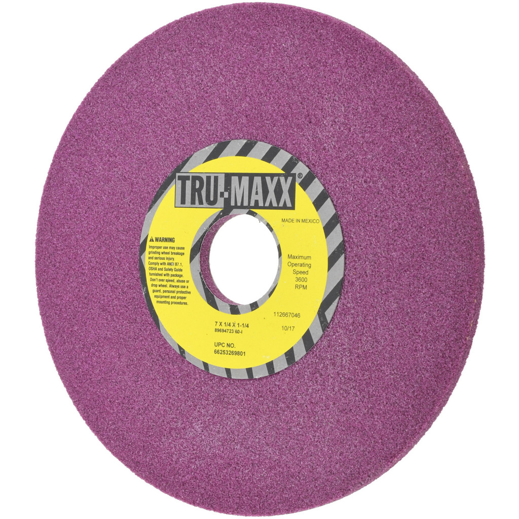 Tru-Maxx 66253269801 Surface Grinding Wheel: 7" Dia, 1/4" Thick, 1-1/4" Hole, 60 Grit, I Hardness Image