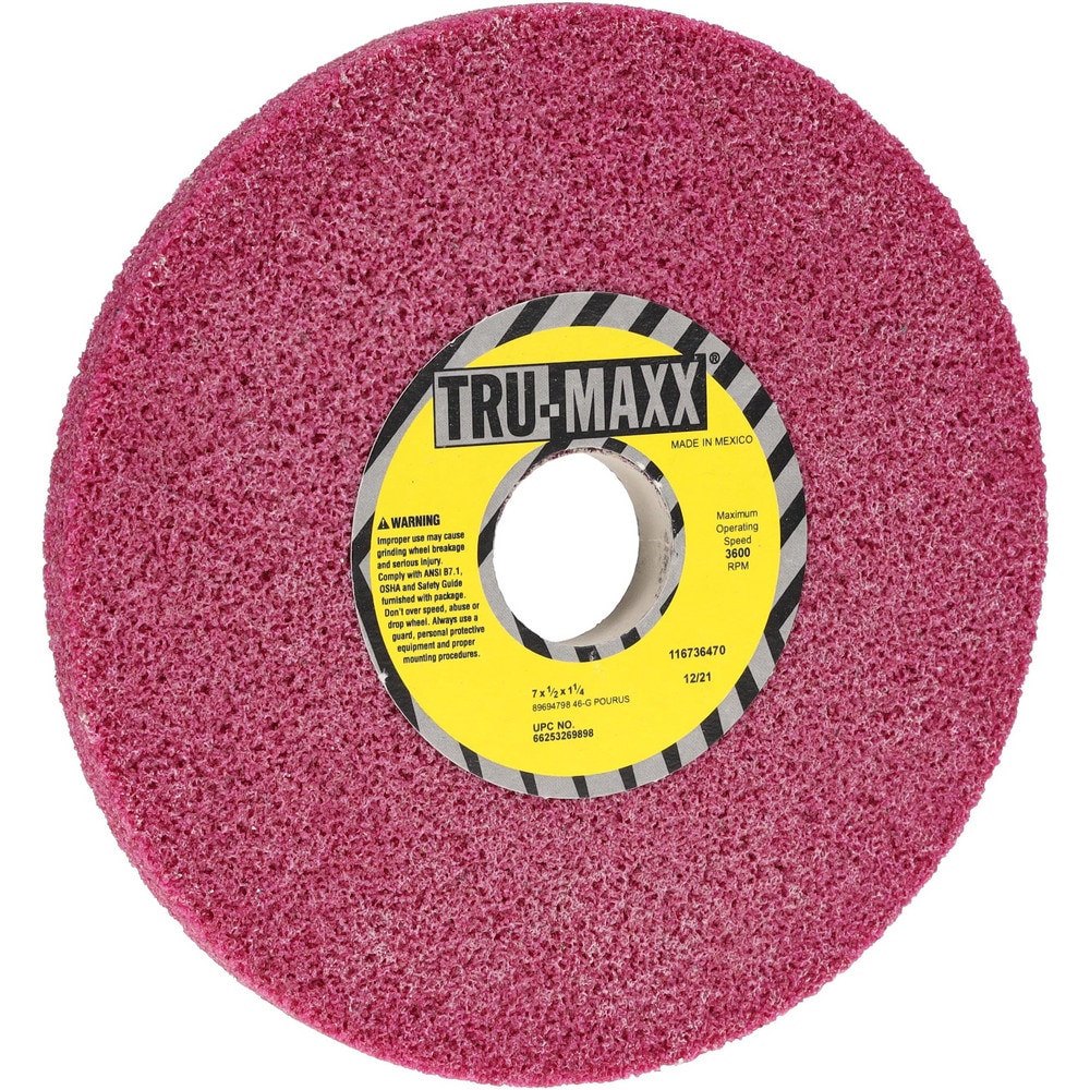 Tru-Maxx 66253269898 Surface Grinding Wheel: 7" Dia, 1/2" Thick, 1-1/4" Hole, 46 Grit, G Hardness Image