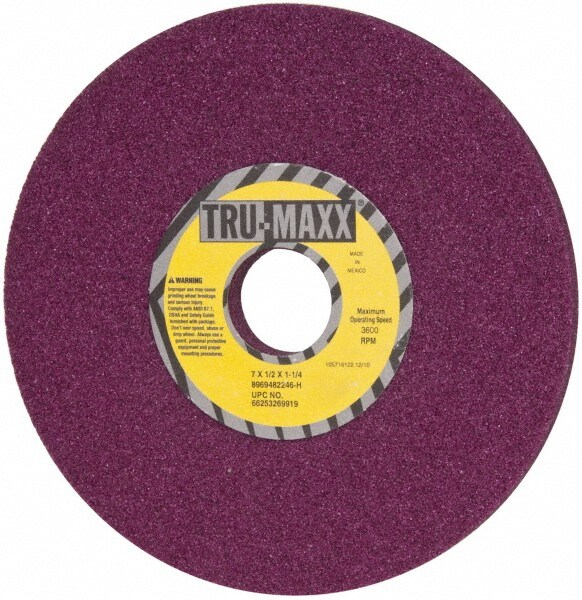 Tru-Maxx 66253269919 Surface Grinding Wheel: 7" Dia, 1/2" Thick, 1-1/4" Hole, 46 Grit, H Hardness Image